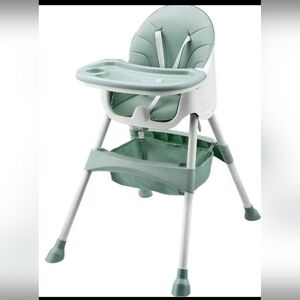 Brand New Stylish 3 In 1 Green and White Leather Baby High Chair